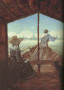 Carl Gustav Carus Boat Ride on the Elbe,near Dresden (mk10) Sweden oil painting artist